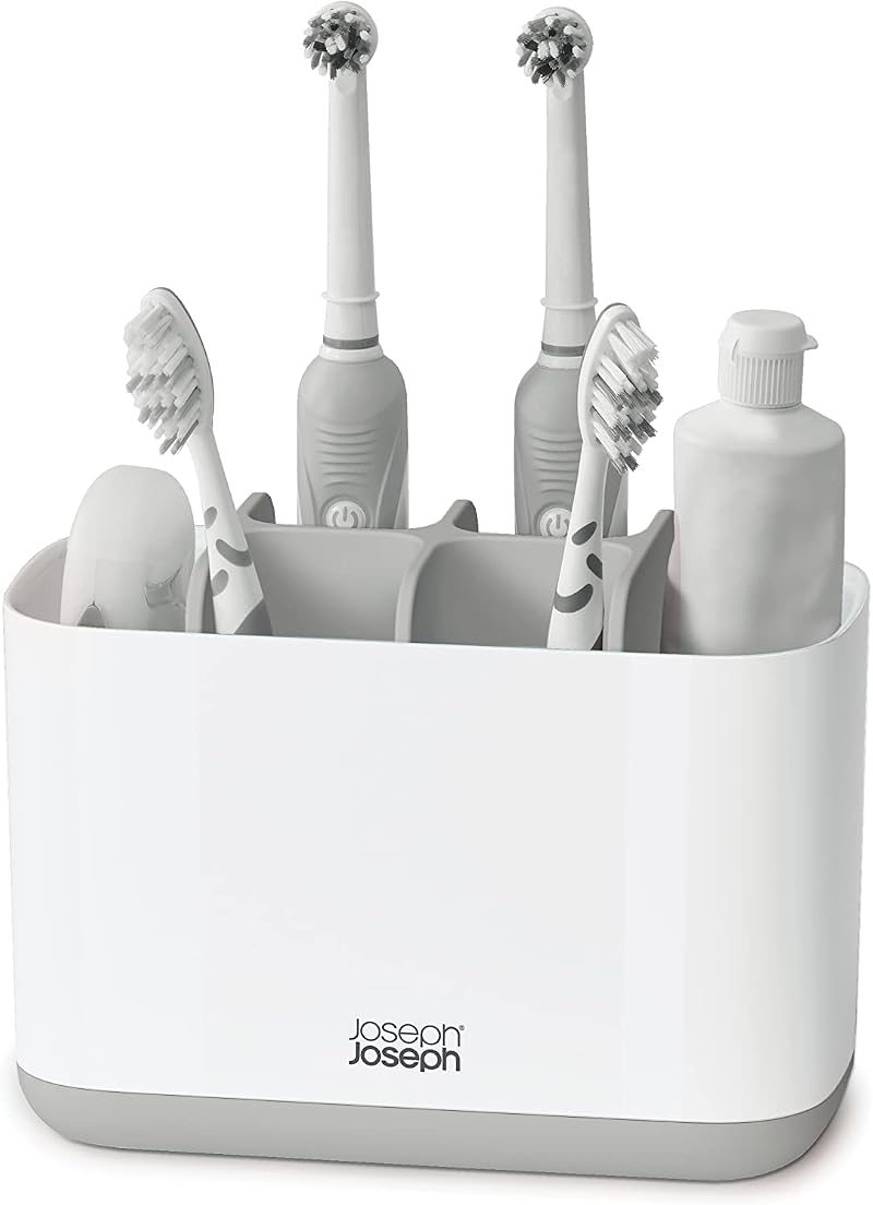 Joseph Joseph Easy-Store Large Toothbrush Holder Caddy - White/Grey