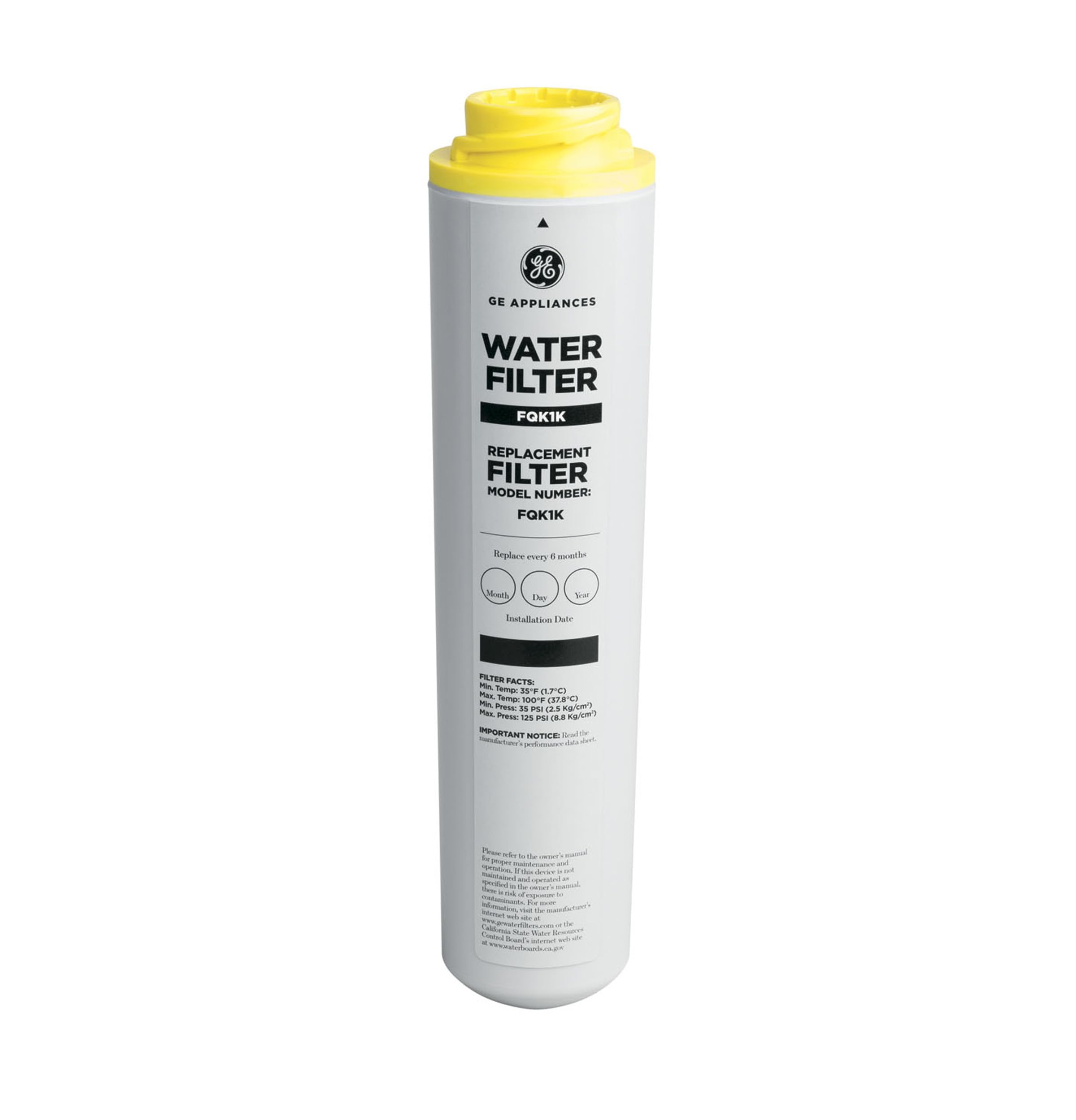 Photo 1 of GE Under Sink Water Filter Replacement, Reduces Sediment, Rust & Other Impurities from Water, Easy Install, Fits GXRLQK Filtration System, Replace Every 6 Months, FQK1K