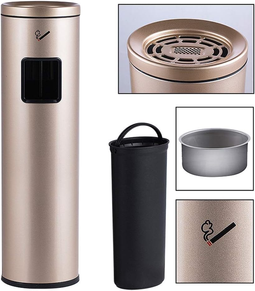 XIAOWEI Contenedor de Basura de Madera Contenedor de cenicero de pie 2