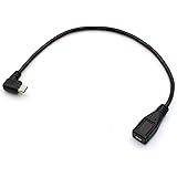 Micro USB Cable - Rerii 30cm Length Micro-B Male to Female Extension Cable, Right Angled, Sync & Charging Micro USB Extension Cable