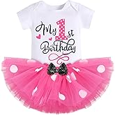 IMEKIS Baby Girl Mouse Birthday Outfit 1st 2nd Birthday Cake Smash Romper Tutu Skirt Polka Dots Clothes Set
