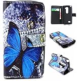 LG Risio Case LG Risio Leather Flip Kickstand Case,Tribe-Tiger Stylish Admiral Butterfly Design Premium Leather Magnet Slim Flip Kickstand Case Cover for LG Risio