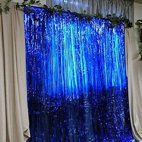 Infinxt Foil Curtain for Party Decoration 6ft x 3ft Size - Set of 4 (Blue)