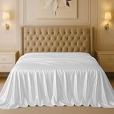 100% Pure Mulberry Silk Bedding 1-PC Flat Sheet Only, Twin (66x96) Inches, Ultra Soft Cooling Top Sheet, Elegant White Silk Bed Linen