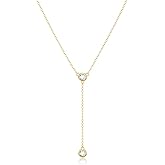 Tewiky Long 14k Gold Plated Y Necklaces, Dainty Lariat Necklace Simple Gold Drop Necklace Aesthetic Trendy Prom Jewelry Gifts for Womens