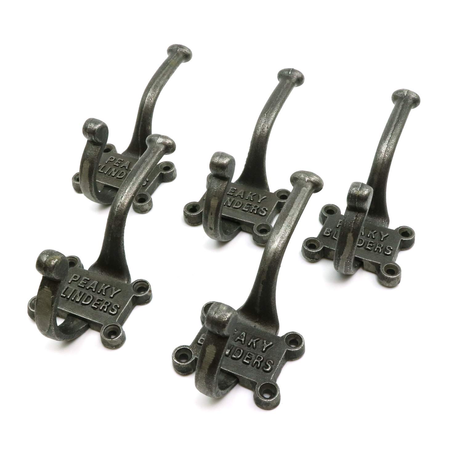 Coat Hook Double 2 Part Retro Peaky Blinders Ant Iron 125mm