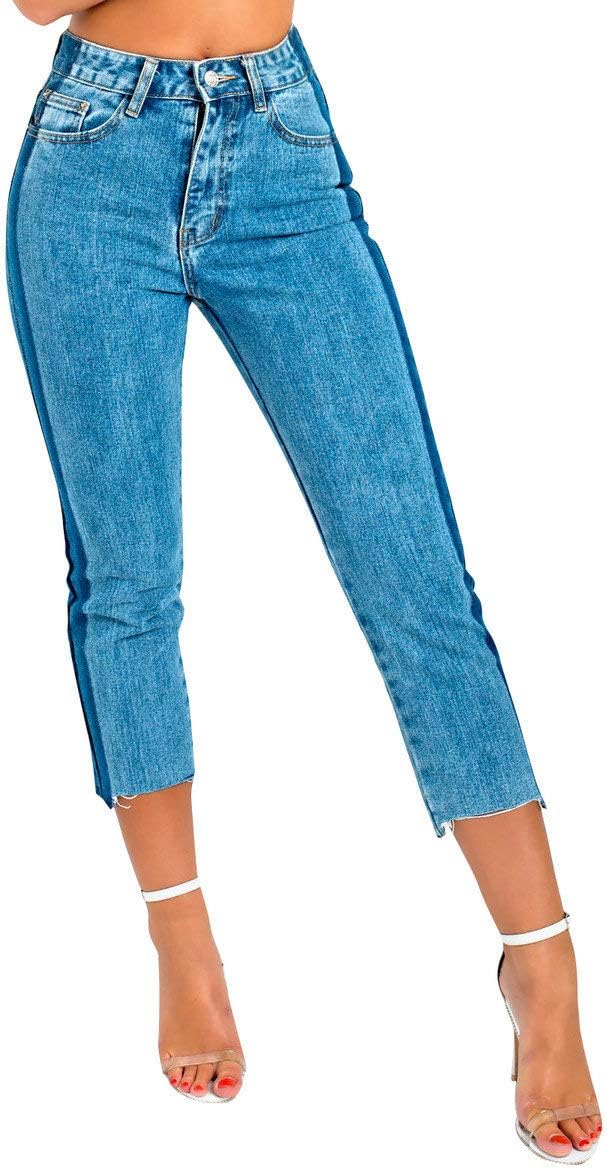 Ikrush Womens Dani Striped Slim Fit Cropped Jeans
