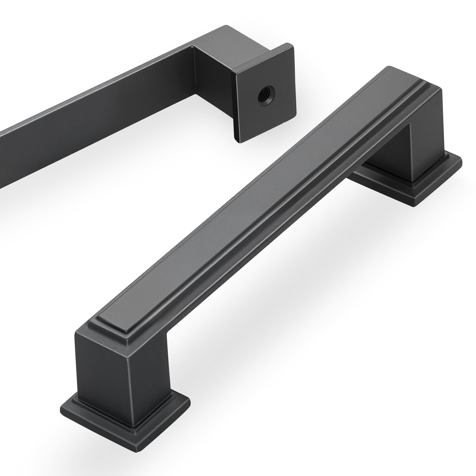 Photo 1 of 10 Pack 3.75 Inch(96mm) Hole Center Matte Dark Gunmetal Gray Modern Cabinet Pulls Kitchen Cabinet Handles Kitchen Cabinet Hardware Timeless Drawer Pulls for Dresser Cupboard Wardrobe, Gray(3.75x10)