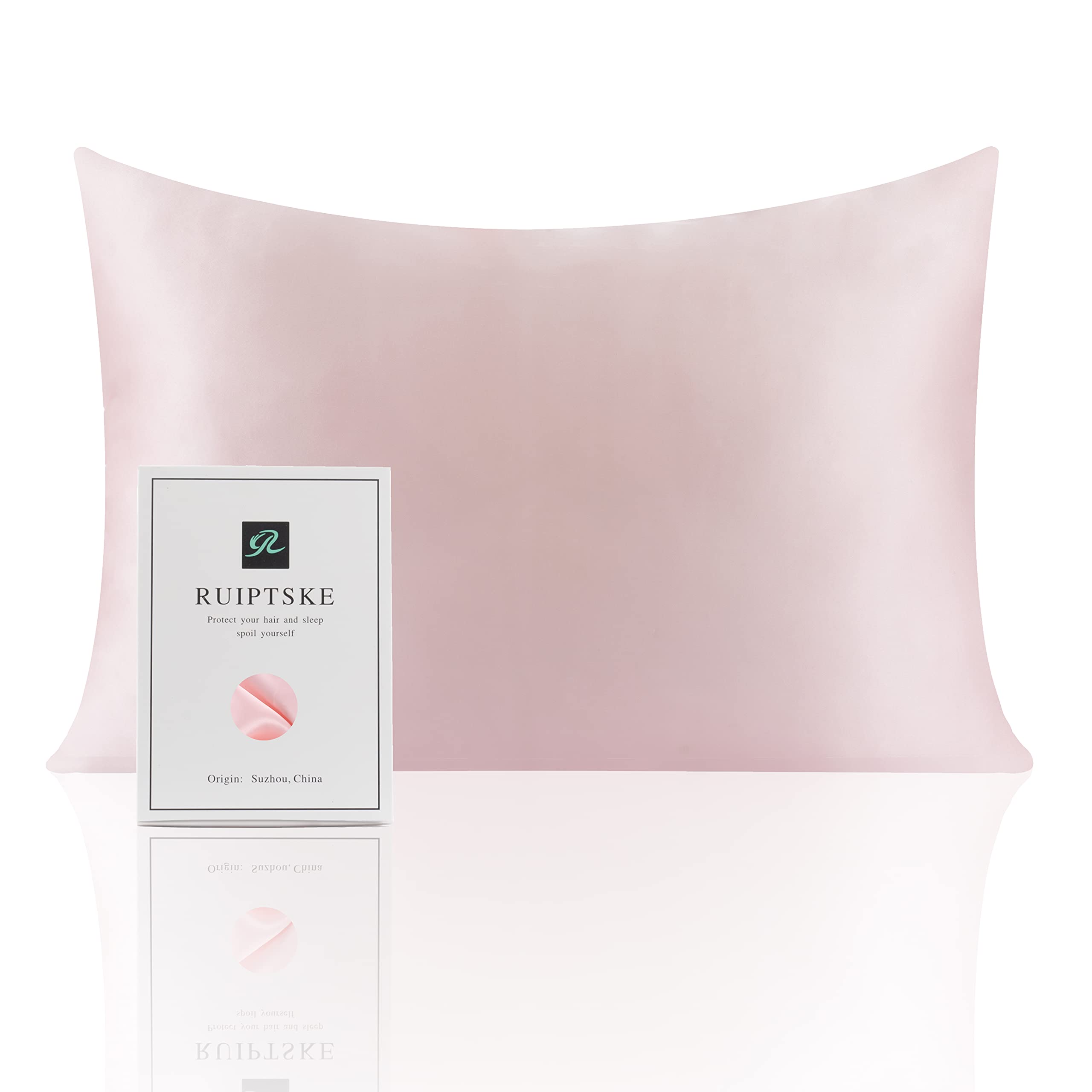 Natural Silk Federa, ipoallergenico, 22momme, 100% Seta, 600 Filati, con a Scomparsa Cerniera (Pink, 50x75cm)