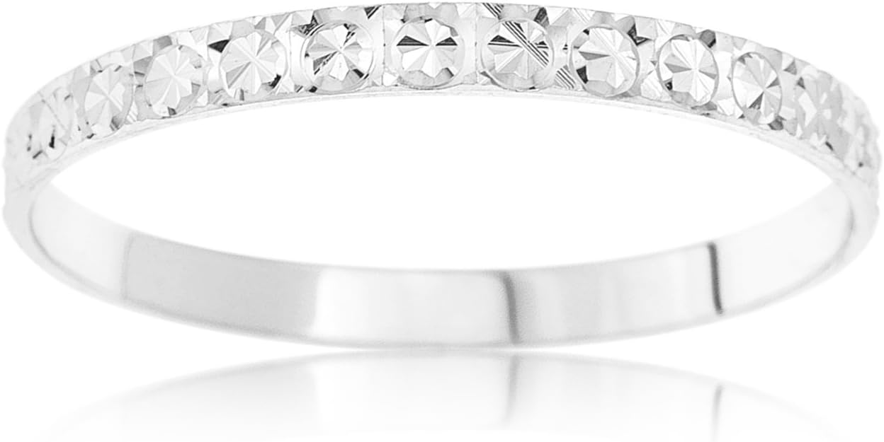 Kareco 9ct White Gold 2mm Light Flat Diamond Cut Wedding Ring