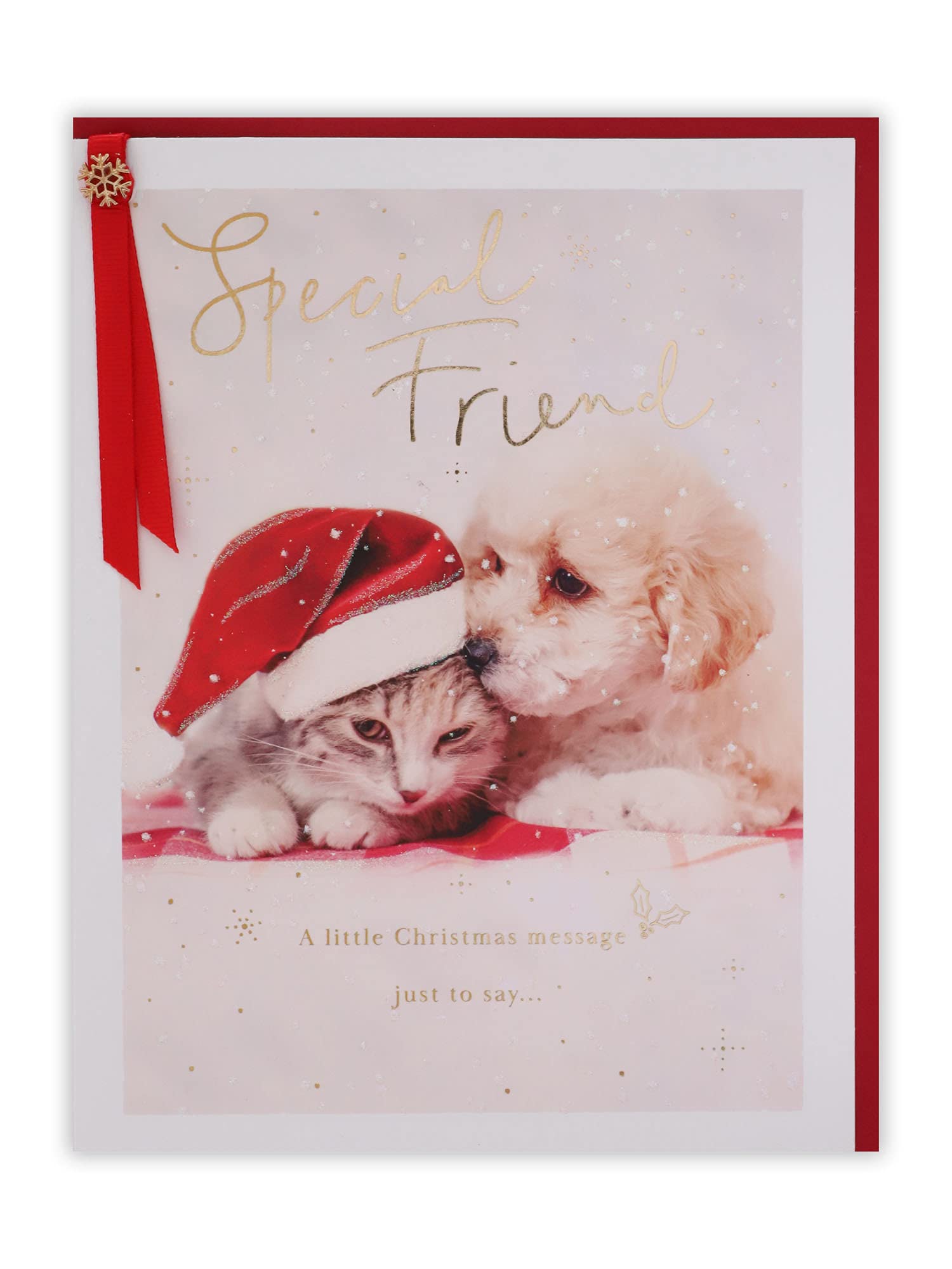 Clintons: Dog & Cat Friends Friend Christmas Card 155 x 201,Multi-Colour,1170756