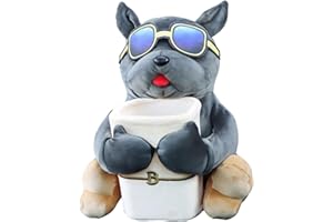 Car Tissue Holder Plush 2 in 1 Car Trash Can with Zipper and Adjustable Strap Cute Dog Tissue Box Cover for Interior Accessor