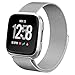 hooroor Compatible with Fit bit Versa Bands Women Men, Milanese Loop Stainless Steel Metal Sport Bracelet Strap Magnet Lock Wristbands Replacement for Fit bit Versa Smart Watch (Silver, Small)