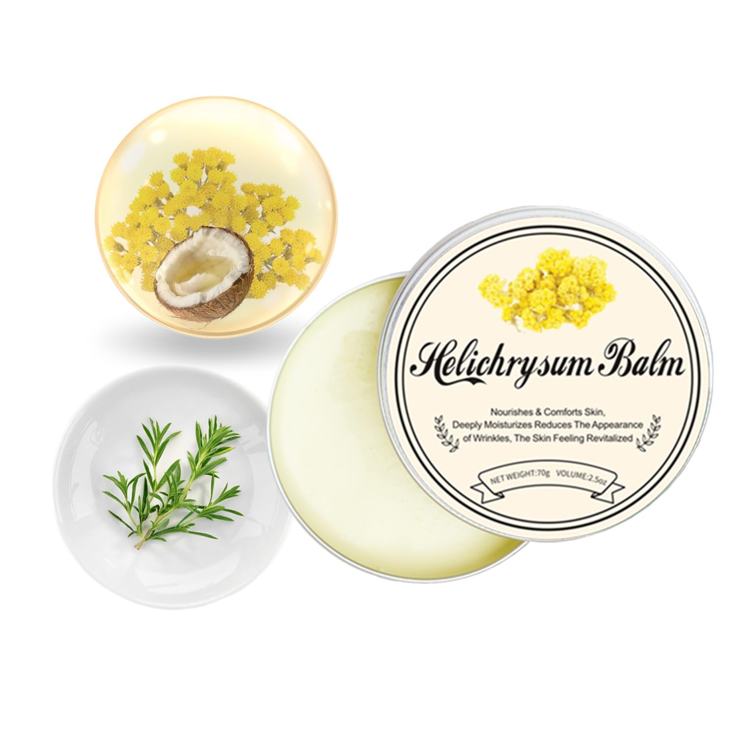 Photo 1 of HWAXIGO Helichrysum Balm - 2.5oz Multipurpose Salve with Shea Butter & Beeswax, Helichrysum Balm for Veins, Helichrysum Oil for Bruising, Ultra-Moisturizing Skin Care