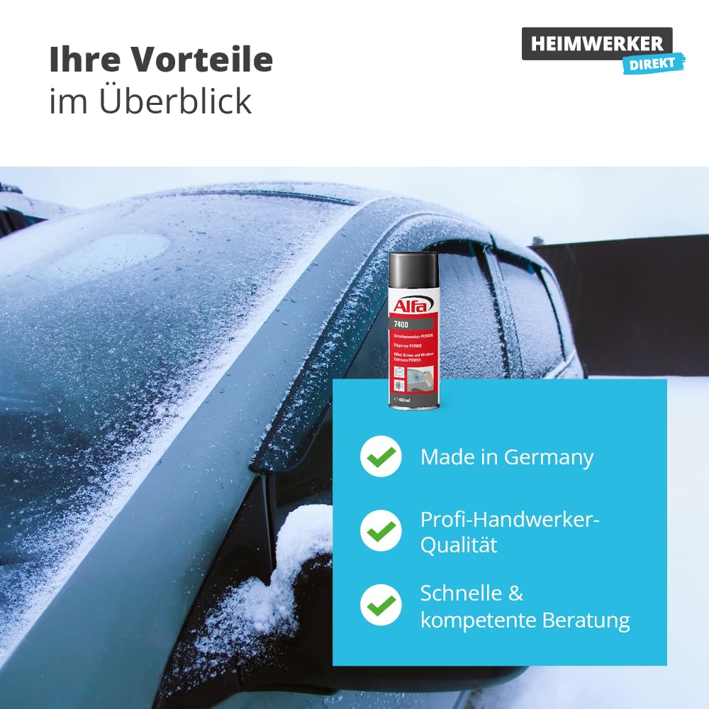 Alfa 4X Scheibenenteiser 400 ml Profi-Qualität Entfroster Scheibenentfroster Autoscheiben Türschloss Türdichtung Enteiserspray Eisfrei Spray schnelle Enteisung bis -20°C Winter 5