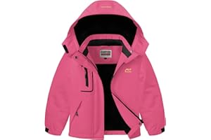 WULFUL Girl's Waterproof Ski Jacket Warm Fleece Hooded Winter Snow Coat
