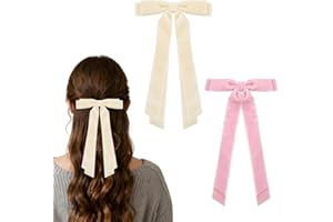 Velvet Bows Clips for Women Girls Pink and Yellow Bow Hairclips for Thick Fine Hair Bow Accesssories for Women Girls Daughter