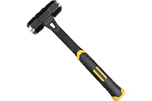 DESHIL 4lb Sledge Hammer - Heavy Duty Drilling Hammer with Forged One Piece Steel Head & Fiberglass Handle, Perfect for Demolition, Construction, and Blacksmithing