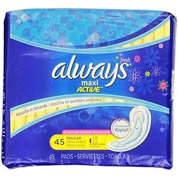 feminine absorbency regular always without count maxi pads wings total pack