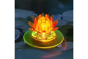 pearlstar Solar Pond Lights Waterproof LED RGB Solar Floating Lights Swimming Pool Pond Floating Night Light Decorations (1 Pcs Lotus)