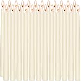 10 Inch Ivory Taper Candles, 24 Pack Bulk Unscented Elegant Dinner Candles for Wedding, Valentine's Day, Table Decor - 7-8 Hour Burn - Paraffin Wax with Cotton Wicks
