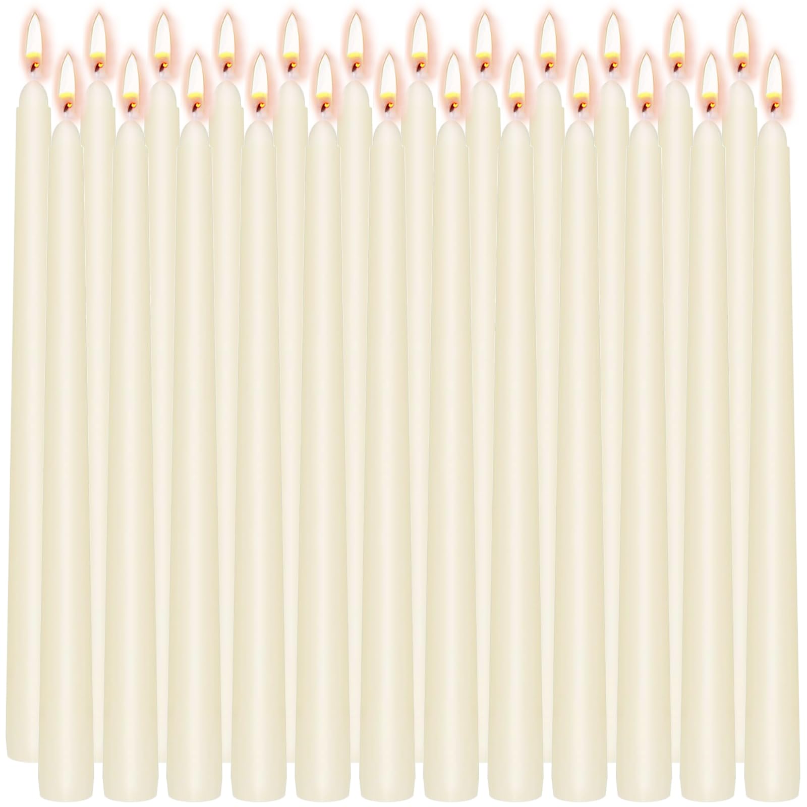 Photo 1 of 10 Inch Ivory Taper Candles, 24 Pack Bulk Unscented Elegant Dinner Candles for Wedding, Valentine's Day, Table Decor - 7-8 Hour Burn - Paraffin Wax with Cotton Wicks