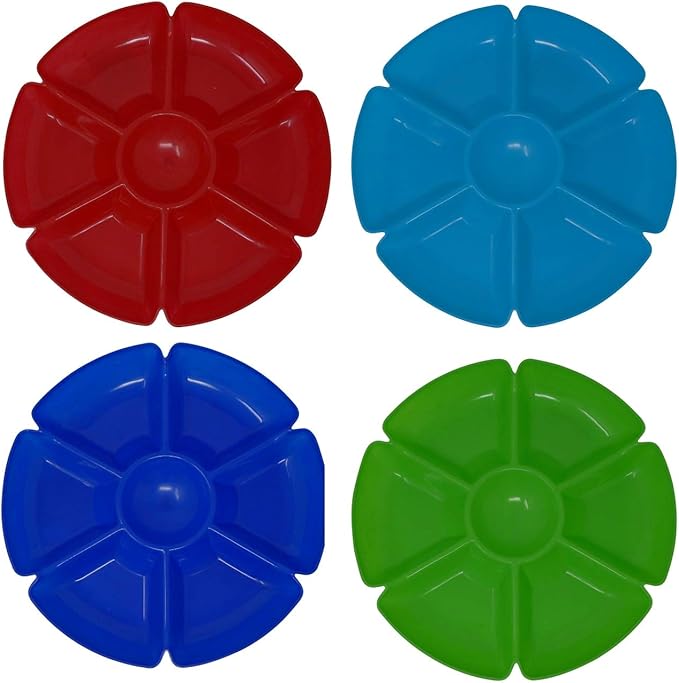 11.5" Plastic Chip N Dip Round 7Section Serving Tray