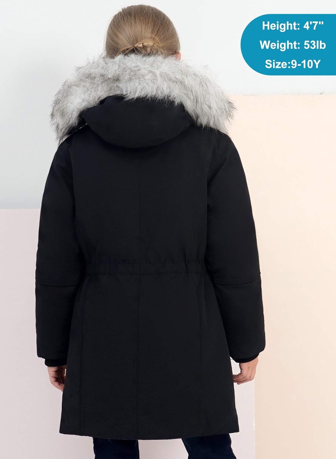 SOLOCOTE Girls Winter Coats Heavyweight Medium Length Warm Jacket with Removable Fur Collar Hooded 3-14Y: Clothing