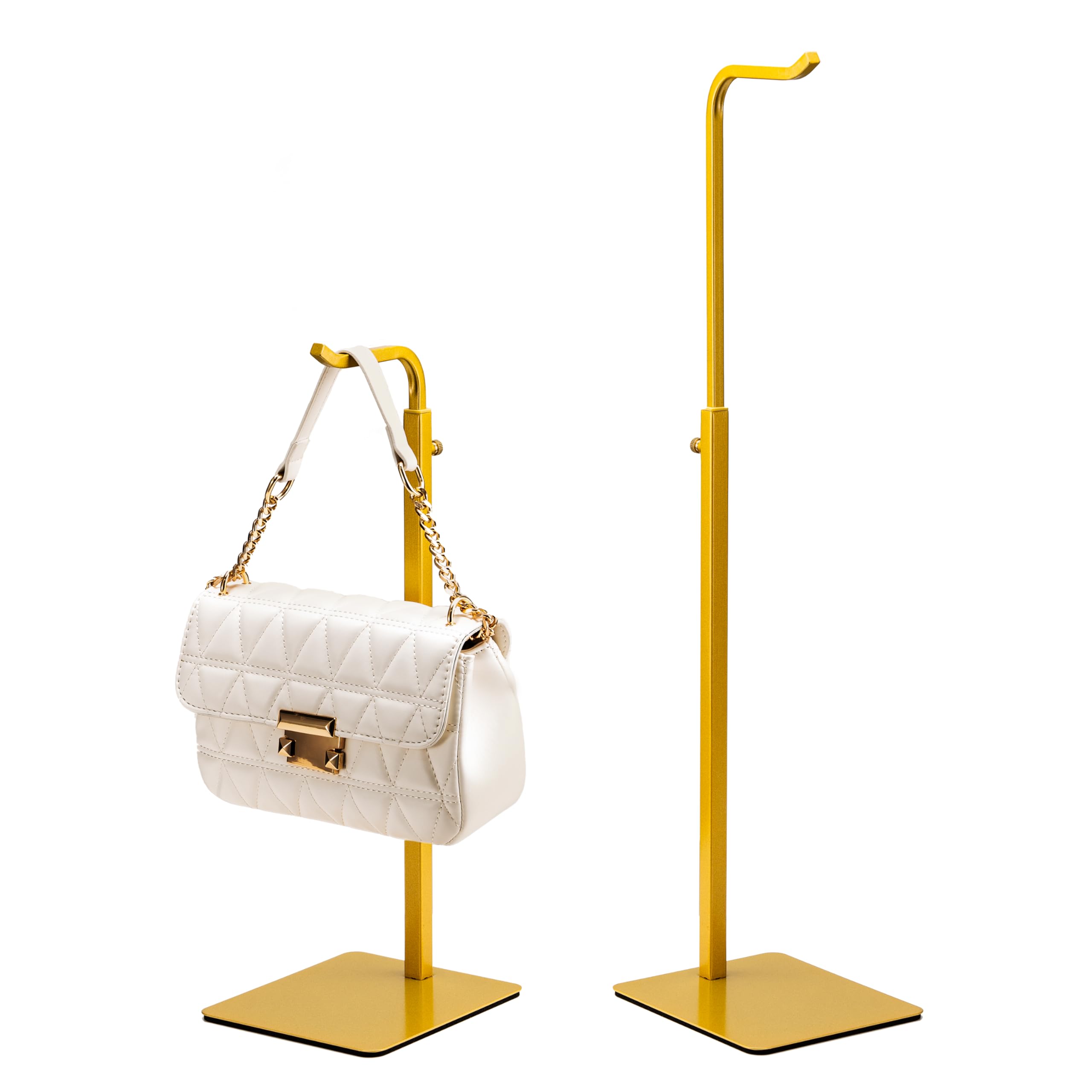 Photo 1 of Josmimic 2 Pack Purse Holder Handbag Display Stand: Gold Hanger Rack for Bags, Purses, and Wreath, Adjustable Hook Stand for Tabletop, Closet, and Retail Use for Vendors