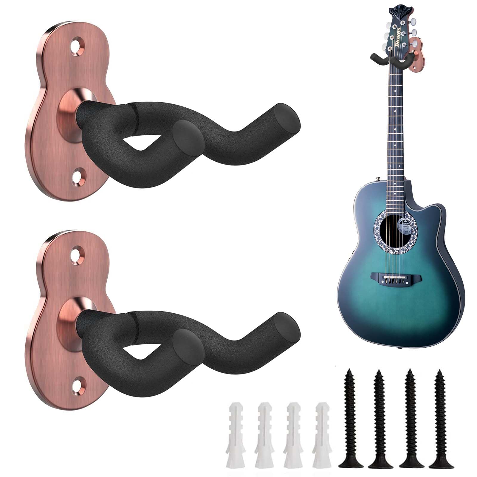 MetalNuts Guitar Wall Mount - 2pcs Guitar Wall Hanger, Universal Guitar Hanger Wall Mount Guitar Holder for Electric Guitar, Acoustic Guitar, Bass, Banjo, Mandolin, Ukulele (Bronze)