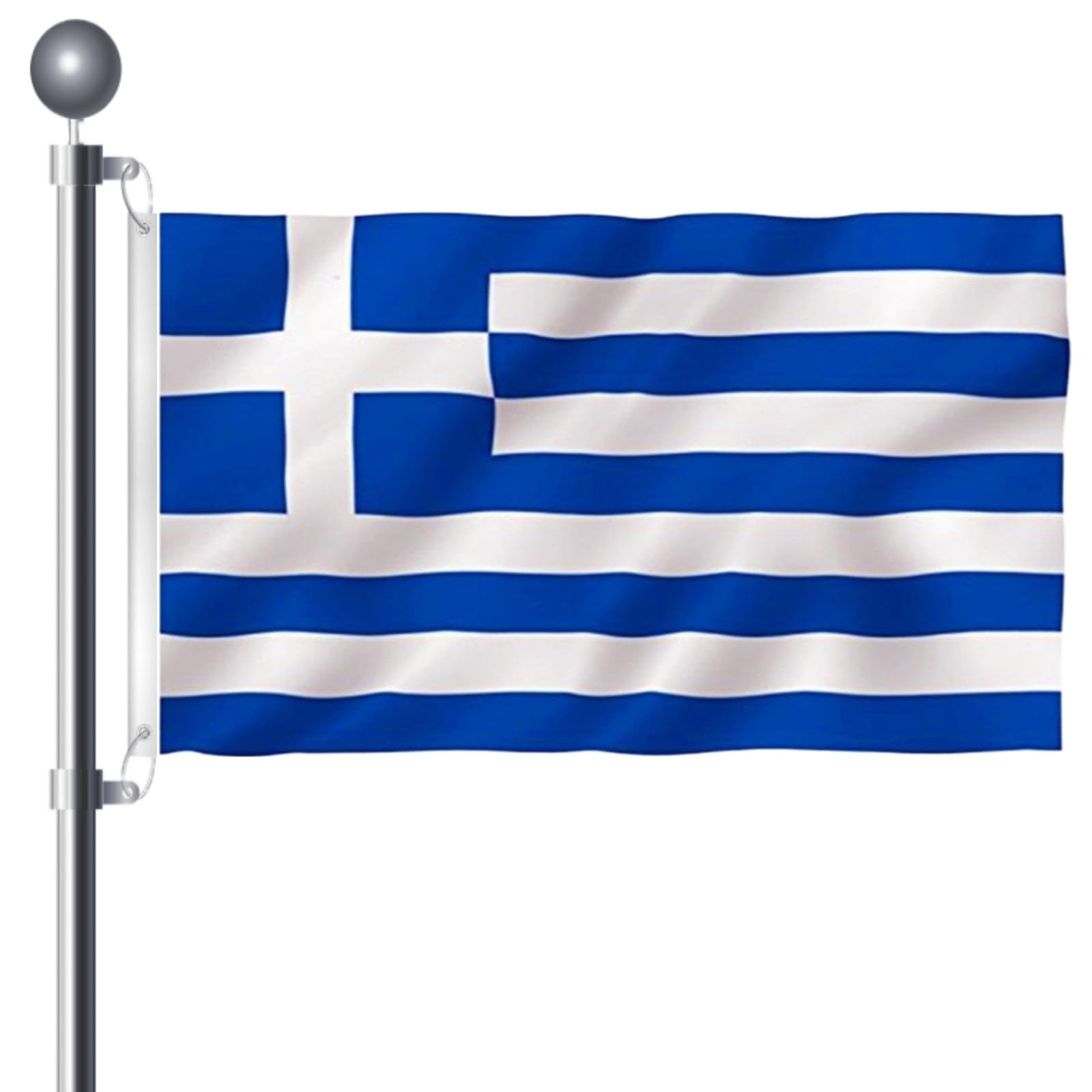 Greece Flag 3x5 Ft - Large Greek Flag with Brass Grommets Party Festival Celebration Sport Activities Garden Home Remembrance Day Decoration - Greek National Stitched Polyester Vivid Color — image 1