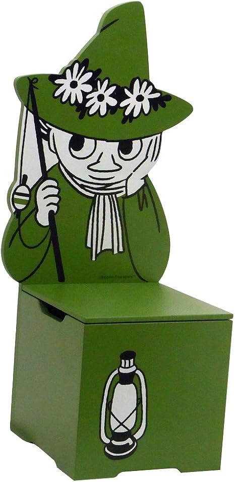 Amazon ムーミン スナフキン グッズが収納できるおもちゃ収納ボックス 木製 こども キッズ用の椅子としても使える 民芸品 おもちゃ