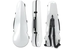 Vetimobato Viola Case 16 Inch, Adjustable Interior Fits for 15-16.5 Inch Violas, Carbon Fiber Hard Shell Ultra-Light & Shockproof with 2 Bow Holders, Humidity Control Travel Triangle Case (White)