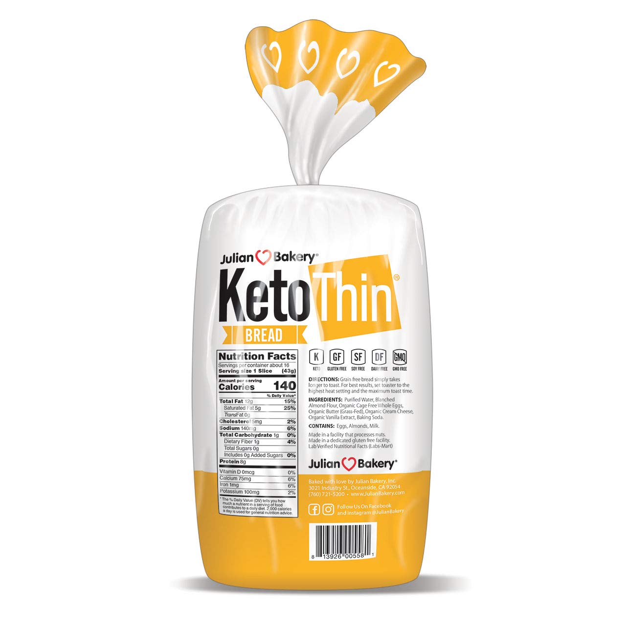 Keto Thin® | Bread | 1 Carb | Gluten-Free | Grain-Free ...