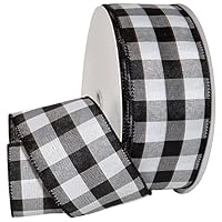 Morex Ribbon Cambridge Wired Gingham Plaid Ribbon, Black, 2-1/2" by 50 yd, 1-Pack