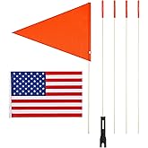 Winwink Bike Safety Flag with Polyester Full Color Tear-Resistant Waterproof Orange Safety Flag. Pole 6-Foot Height Orange(with American Flag)