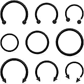 Lcolyoli 16G Septum Rings Internally Threaded Surgical Steel Septum Jewelry Lip Rings Hoop Clicker Labret Jewelry Horseshoe Earrings Smiley Daith Piercing Jewelry for Women Men DIA.8mm/10mm/12mm