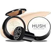 Hush Natural Foundation for Mature Skin, 2026 Mushroom Head Air Cushion CC Cream, Full Coverage Long-Lasting BB Cream for Older Women, Natural Radiant Glow for Light/Medium Warm Tone Skin
