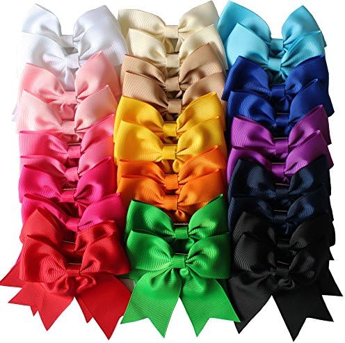 iBiubiu 30PCS Hair Bows for Baby Girls Toddler, 4inch Boutique Hair Bow Clips