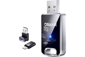 OTTOCAST Mini Edge 2025 Wireless Carplay Adapter & Android Auto Wireless Adapter for Apple iPhone Samsung Android Phone 2-in-1, USB Car Accessories, 5 GHz Wi‑Fi Bluetooth 5.0 Voice Control Plug & Play