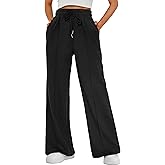 FSVABY Womens Baggy Wide Leg Athletic Track Sweatpants High Waisted Drawstring Workout Joggers with Pockets