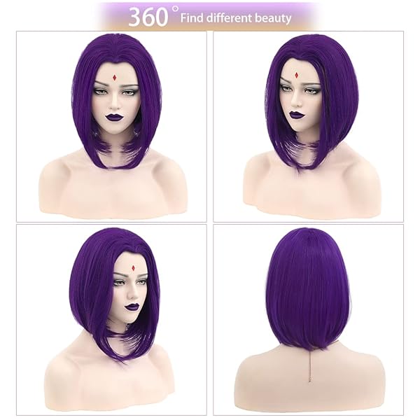 MUPUL PURPLE SHORT WIG COSPLAY SHORT BOB WIG PURPLE HALLOWEEN COSTUME WIGS FOR WOMEN