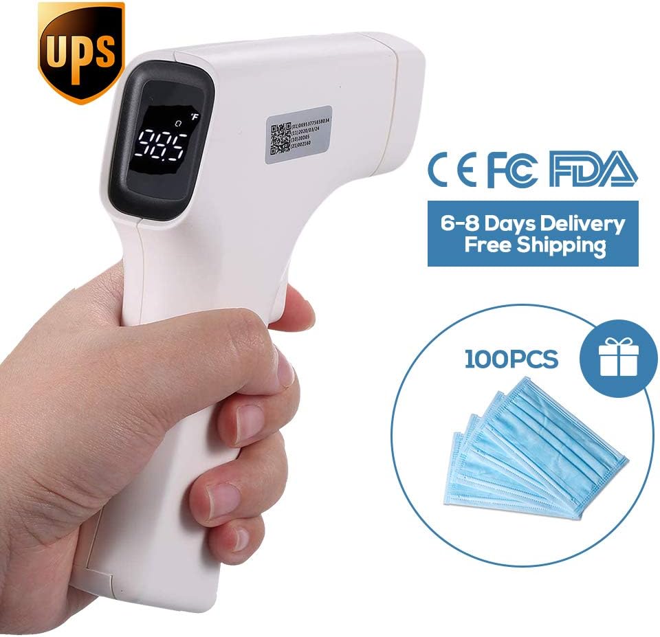 Non-Contact Infrared Thermometer Forehead Baby Thermometers °C / °F LED Body Digital Temperature Lightweight IR Detachable Measurement Tool for Baby Adult with CE & FDA Approved Certification