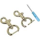 willikiva 2pcs Detachable Replacement Swivel Snap Hook Round Eye Slide Bolt Lobster Clasp DIY Leather Craft Purse Keychains Accessories(Light Gold,3/4inch)