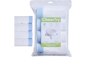 [100 Count] CheerTry Potty Liners, Thick & Tear-Resistant, Drawstring Opening & Easy to Tie, Fits Most Portable Toilet Potty Chairs (No Absorbent Pad Included)