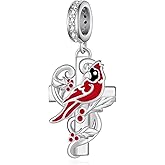 Fuguangju Cardinal Charm 925 Sterling Silver Red Cardinal Charms for Bracelets Animal Jewelry Gifts for Women Mom