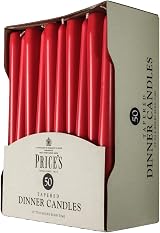 Price's Candles Tapered Dinner Candles Red Unscented 50 Pack 7 Hour Burn view 2