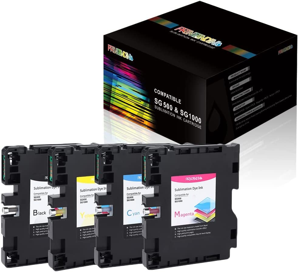 PRINTANDINK SG500 SG1000 4 color NOT USE FOR V4.3.0 Sublimation Ink Cartridges Compatible with Sawgrass Virtuoso SG500 SG1000 Ultra High Definition dye sublimation ink set
