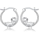 925 Sterling Silver Hoop Earrings for Women,SILIKEPA Hypoallergenic Bunny Fox Elephant Panda Koala Dog Paw Print Dinosaur Animal Huggie Hoop Earring