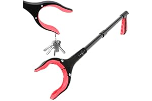 Grabber Reacher Tool, Long 32 Inch Aluminum Foldable Pick Up Stick, Strong Grip Magnetic Tip for Store Shelves, Lightweight Trash Picker Claw Reacher Grabber Tool for Elderly - by Luxet (Red)
